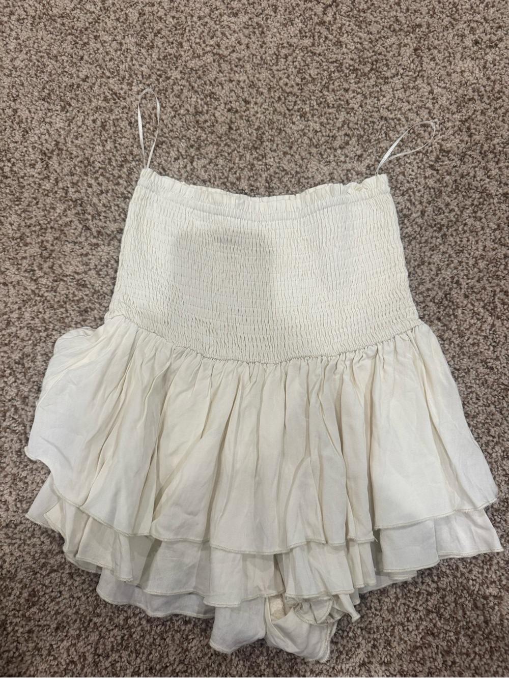 American Threads Cream Tiered Ruffle Skirt